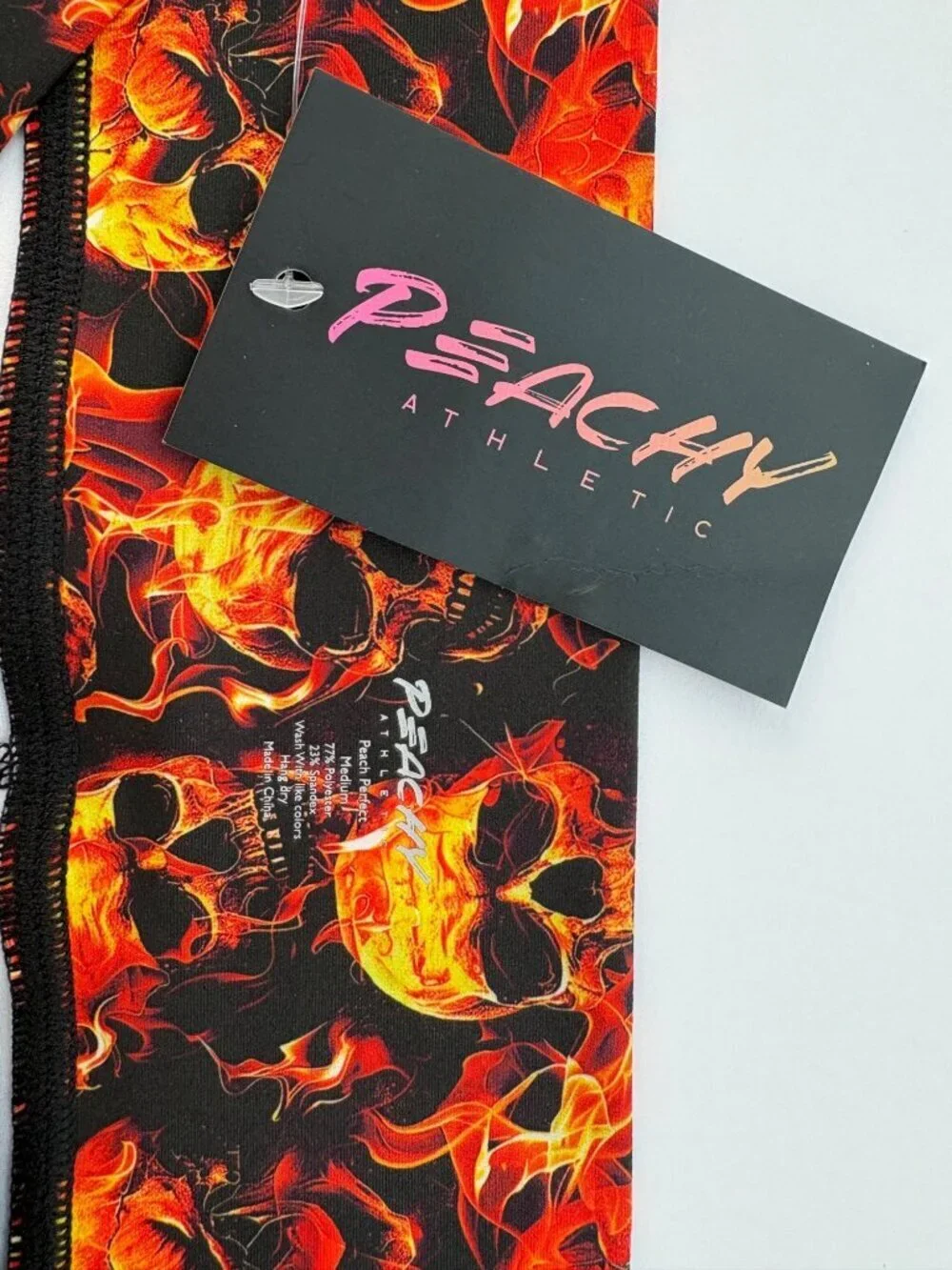 Peachy Athletic NWT Peach Perfect Booty Bike Shorts Flames Skulls Size Medium